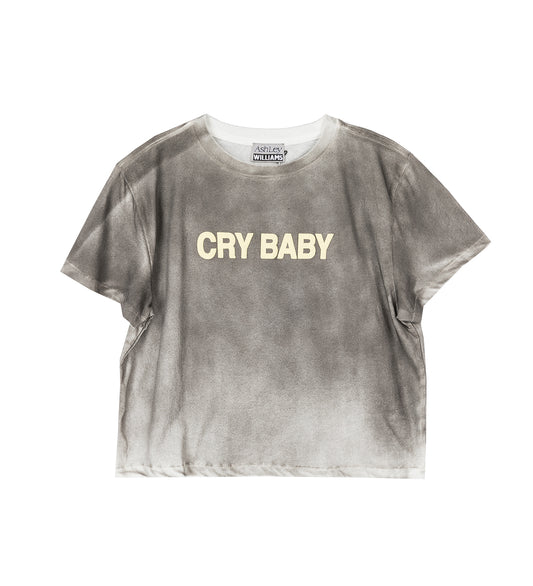 CROPPED T-SHIRT CRY BABY WASHED GREY