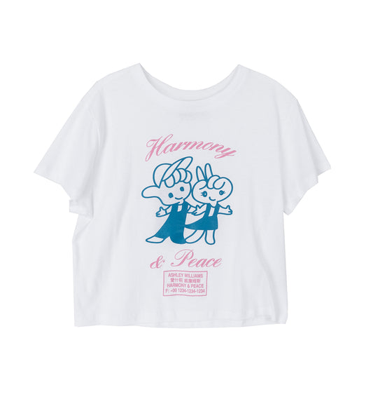CROPPED T-SHIRT HARMONY & PEACE WHITE