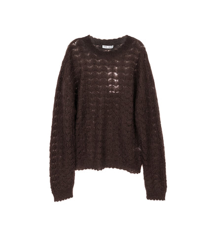 CMMN SWDN ELNAR POINTELLLE LACE KNIT JUMPER DARK BRWON CMMN SWDN ELNAR POINTELLLE LACE KNIT JUMPER DARK BRWON