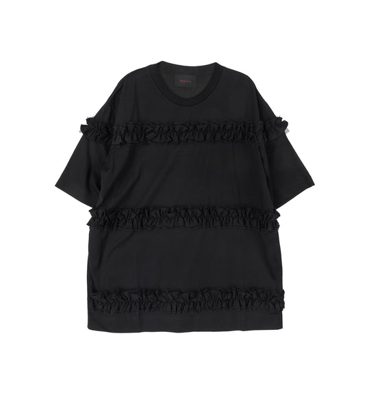 RUFFLE FRILL T-SHIRT BLACK/BLACK