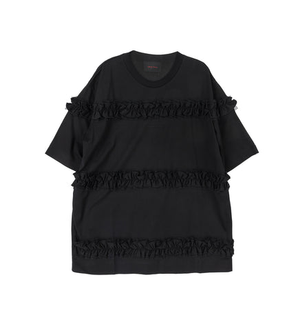 RUFFLE FRILL T-SHIRT BLACK/BLACK RUFFLE FRILL T-SHIRT BLACK/BLACK