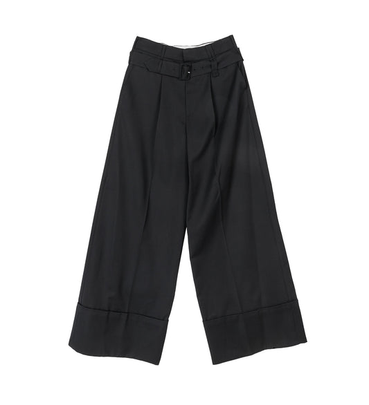 WIDE LEG MULTI BELT LOOP TROUSERS BLACK