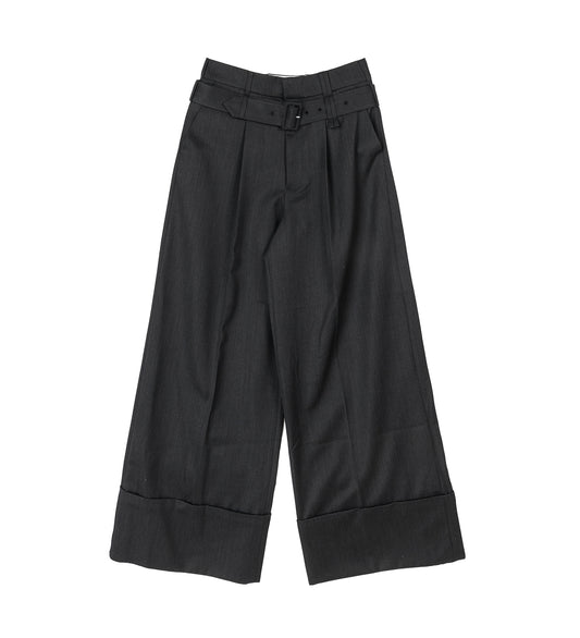 WIDE LEG MULTI BELT LOOP TROUSERS CHARCOAL