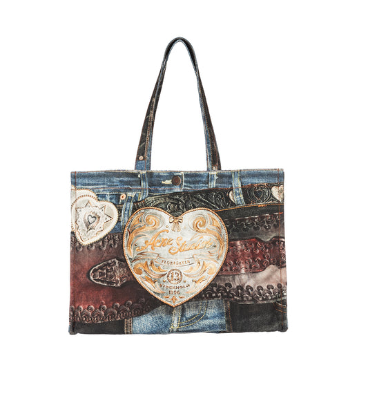 LOGO SHOPPER EW NEW TLO COWBOY HEART BUCKLE BLUE/BLACK