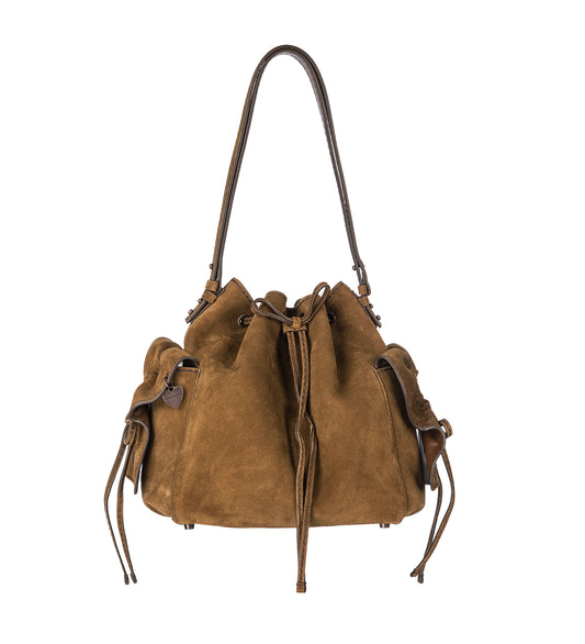 MULTIPOCKET BUCKET SUEDE COGNAC BROWN