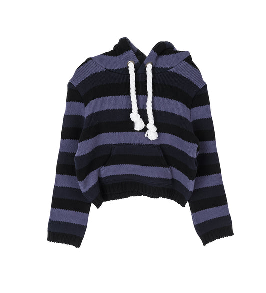 DOLL KNIT HOODIE GRAY/BLUE