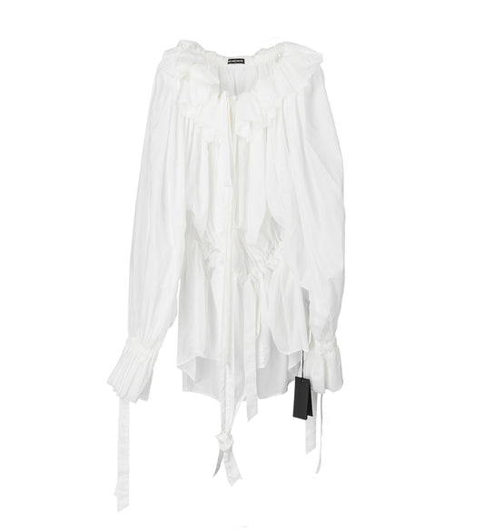 BREGJE RUFFLED DRESS NATURAL WHITE