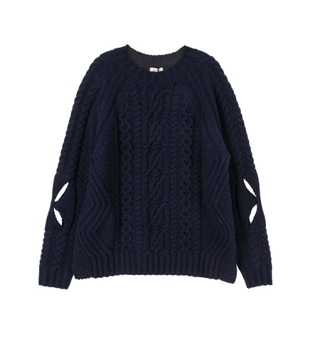 SLASHED CABLE JUMPER NAVY SLASHED CABLE JUMPER NAVY
