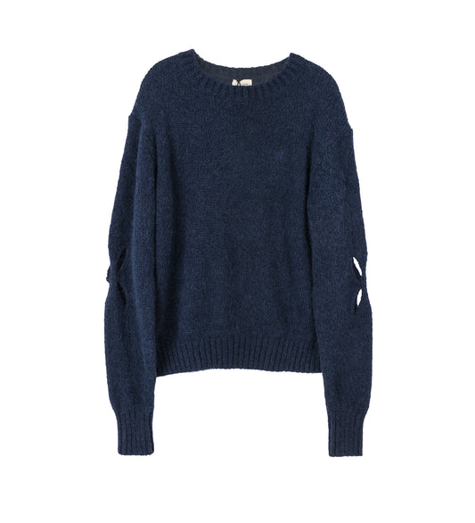 SLASHED SHAGGY JUMPER NAVY
