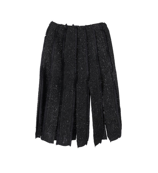 MULTI SLIT FRAY SKIRT BLACK