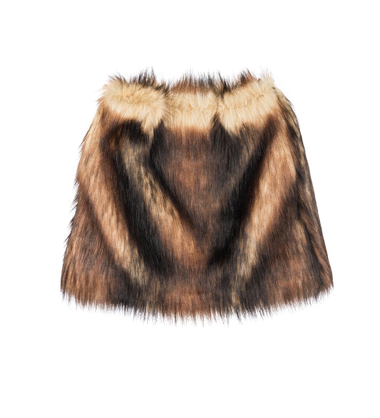 FAUX FUR MINI SKIRT NATURAL