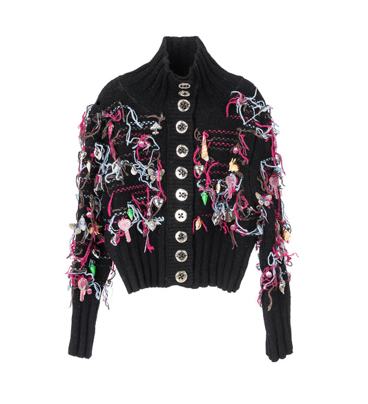 BLACK WASHED UP CARDIGAN BLACK