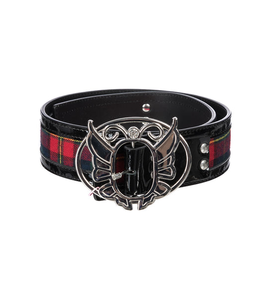 TARTAN TROUSER BELT BLACK MULTI