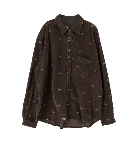 EMBROIDERED CORDUROY OVERSHIRT BROWN EMBROIDERED CORDUROY OVERSHIRT BROWN