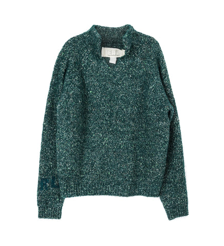 SLIT NECK ALPACA SWEATER GREEN SLIT NECK ALPACA SWEATER GREEN