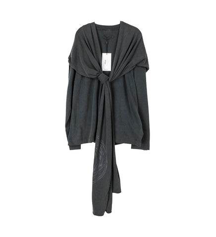 WASHED JERSEY CREW NECK WITH SCARF BLACK WASHED JERSEY CREW NECK WITH SCARF BLACK