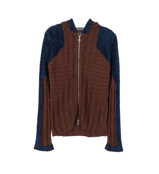 QUIMBY FITTED HOODED KNIT MAHOGANY BROWN