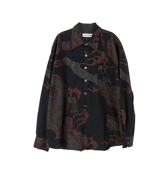 ABOVE SHIRT BROWN ABSTRACT SNAKE PRINT