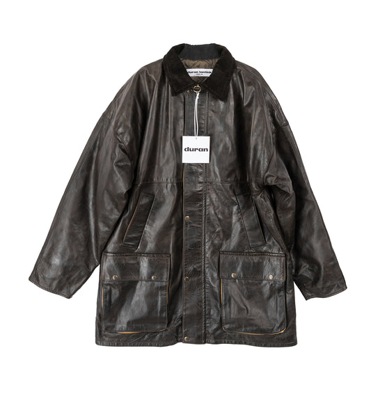 WAXED LEATHER JACKET DARK GREEN