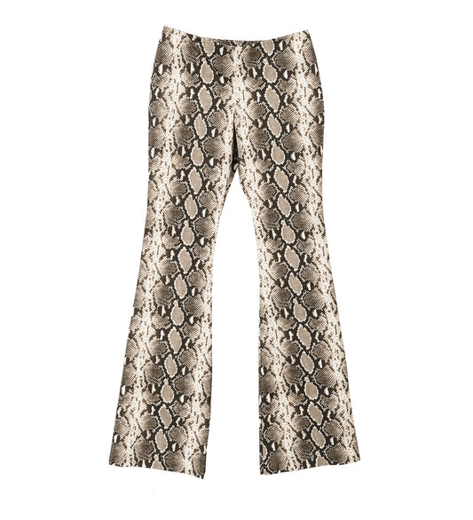 SNAKE PRINT FLARE PANTS BLACK