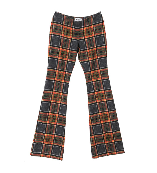 TARTAN FLARE PANTS ORANGE/GREY