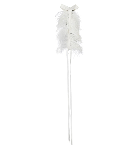 BETS HIGH NECK COLLAR WITH FRISEE FEATHERS NATURAL WHITE