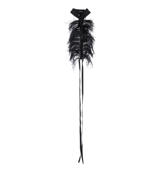 BETS HIGH NECK COLLAR WITH FRISEE FEATHERS BLACK