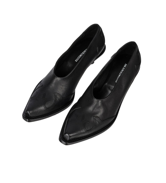 JANEKA WESTERN-STITCHED PUMPS BLACK
