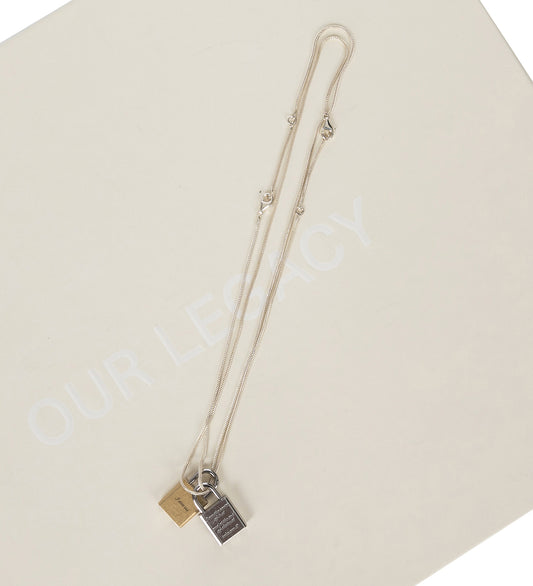 RIDDLE NECKLACE BRASS NICKLE PADLOCK