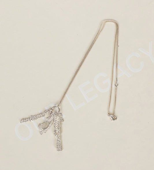 CASTED KNIT NECKLACE FROSTED WHITE STERLING SILVER