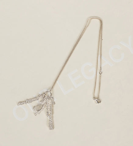 CASTED KNIT NECKLACE FROSTED WHITE STERLING SILVER CASTED KNIT NECKLACE FROSTED WHITE STERLING SILVER