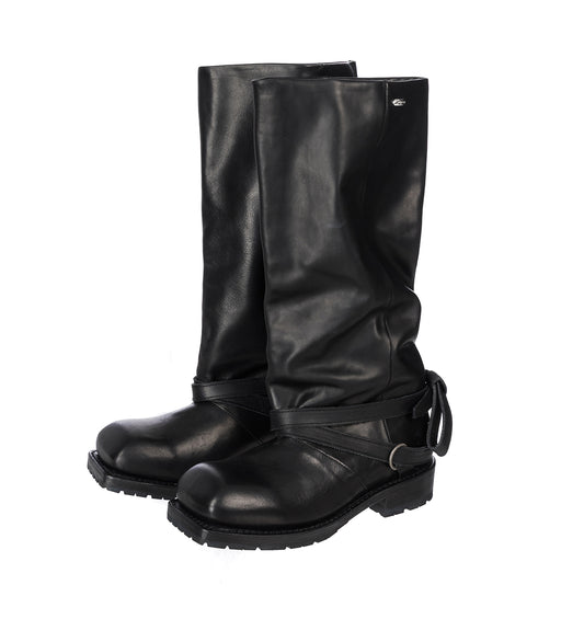 HIGH ENGINE BOOT BLACK TENSILE CATTLE HIDE