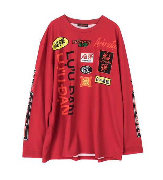 OVERSIZED LONG SLEEVE TEE MOTOCROSS/BLOOD RED