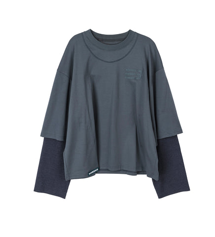 MAYO OVERSIZED GLOBE DOUBLE SLEEVE TEE DEPTH BLUE MAYO OVERSIZED GLOBE DOUBLE SLEEVE TEE DEPTH BLUE