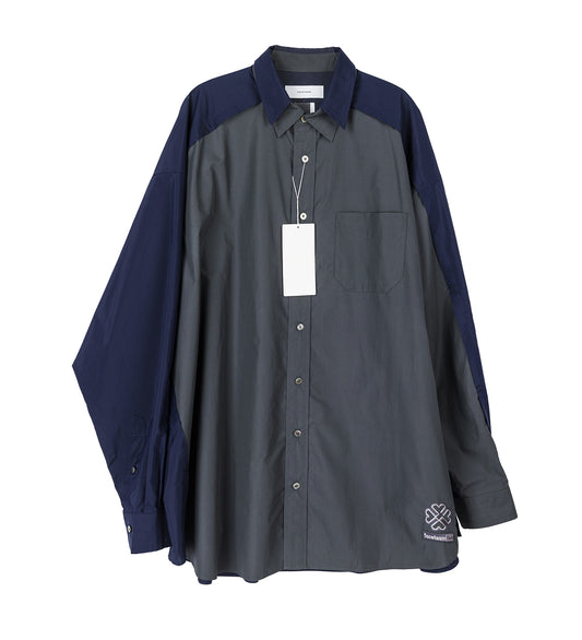 TWO-TONE BIG HEART SHIRT CHARCOALxNAVY