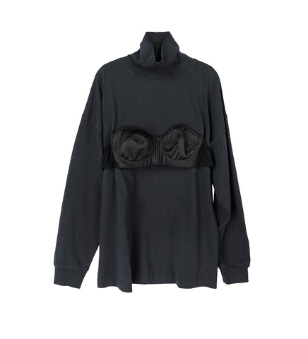 BALCONETTE BRA TURTLENECK T-SHIRT BLACK BALCONETTE BRA TURTLENECK T-SHIRT BLACK