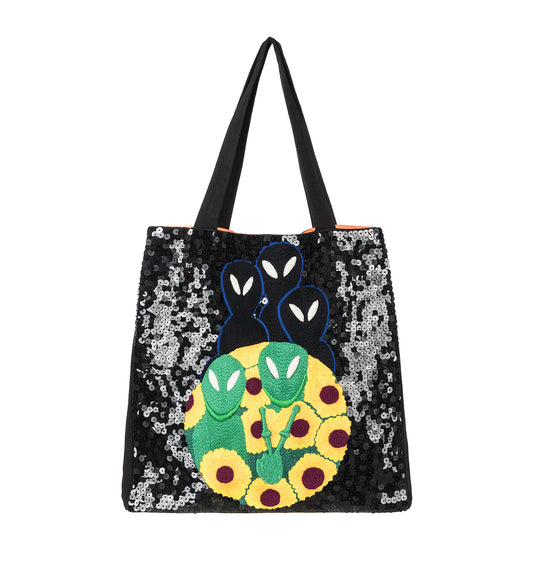 WE COME IN PEACE TOTE BAG MULTI