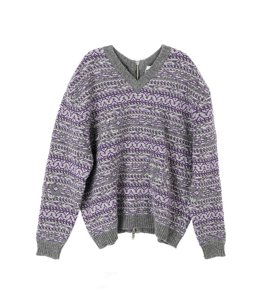 KAIR V NECK KNITTED SWEATER GREY