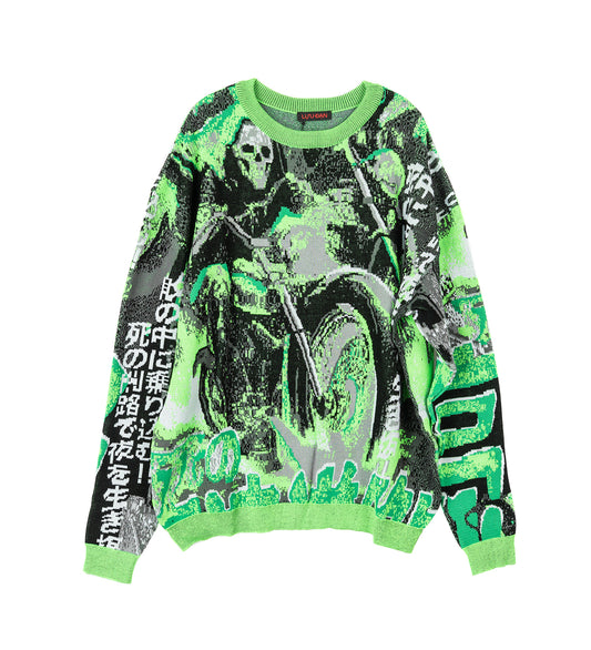 MISFIT JACQUARD JUMPER ACID GREEN/BLACK