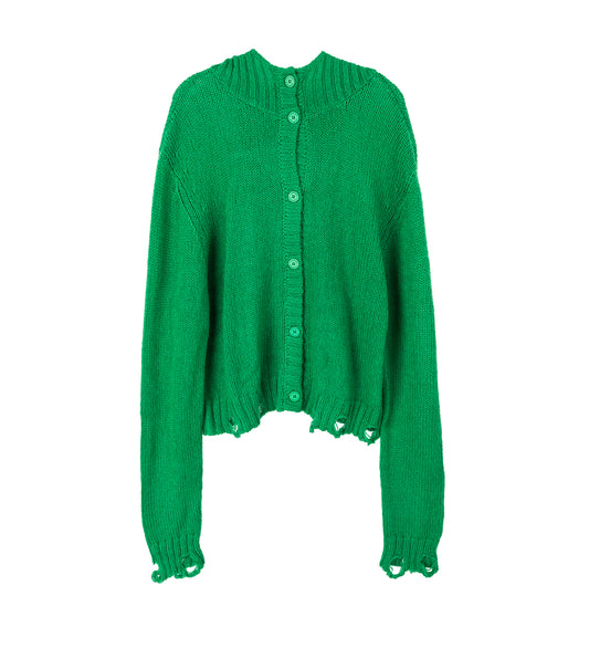 RABBIT BALACLAVA CARDIGAN GREEN