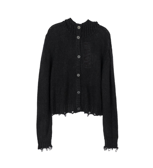 EARS BALACLAVA CARDIGAN BLACK