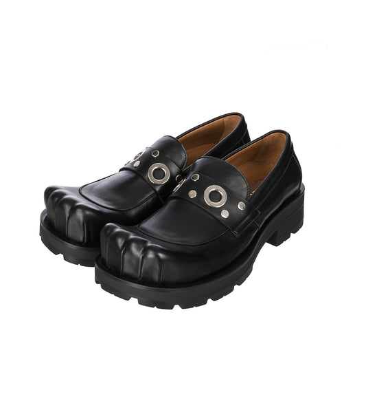 MOCCASIN MOGGIES WITH EYELETS BLACK