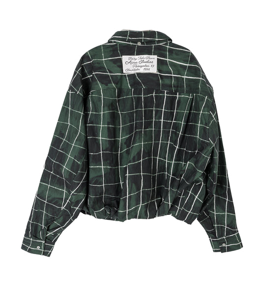 SAYER LS PAPERY POPLIN PAINTED CHECK GREEN/GREY