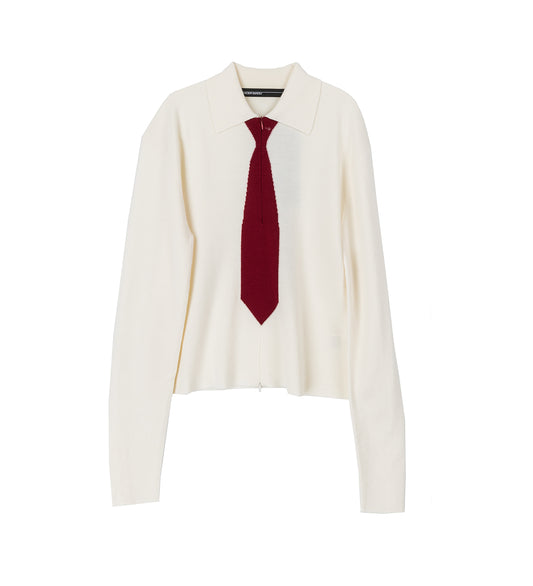 KNIT TIE SHIRT WHITE