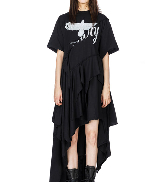 GUUSTA LONG HIGH COMFORT DECONSTRUCTED DRESS BLACK