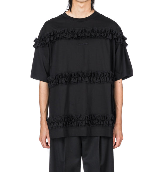 RUFFLE FRILL T-SHIRT BLACK/BLACK