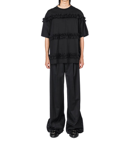 RUFFLE FRILL T-SHIRT BLACK/BLACK RUFFLE FRILL T-SHIRT BLACK/BLACK