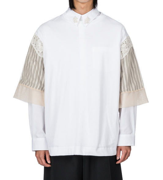 TRAPPED LACE PATCHWORK T-SHIRT WHITE/NUDE