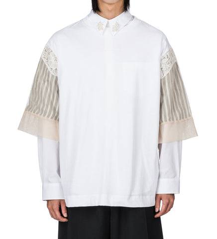 TRAPPED LACE PATCHWORK T-SHIRT WHITE/NUDE TRAPPED LACE PATCHWORK T-SHIRT WHITE/NUDE