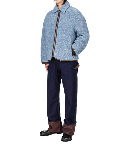 CONTRAST TRIM CASUAL JACKET BLUE MELANGE CONTRAST TRIM CASUAL JACKET BLUE MELANGE